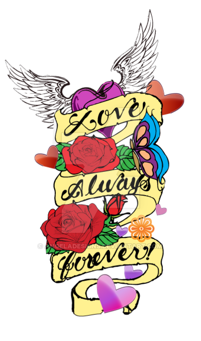 Heart Tattoo Banner Vector 400x678 Heart Tattoo Banner Vector