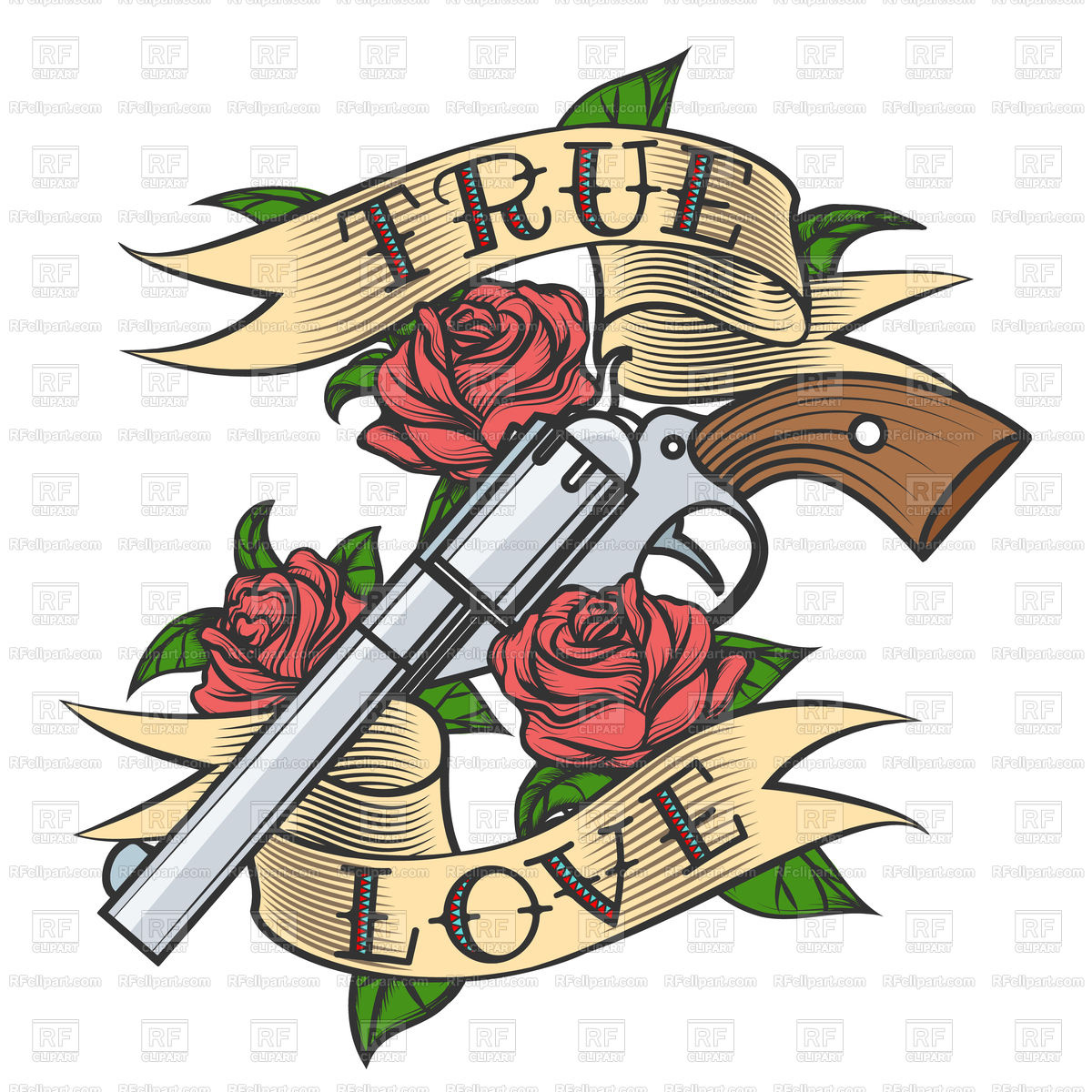 Tattoo With Revolver And Roses 1200x1200 Tattoo With Revolver And Roses