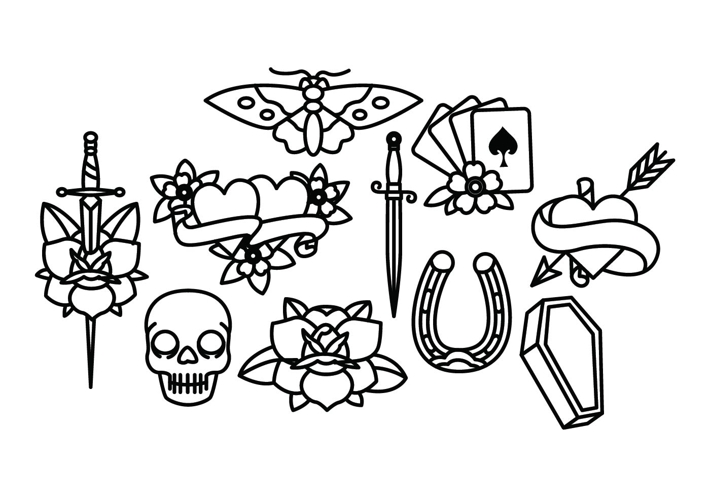 1400x980 Old School Tattoo Free Vector Art