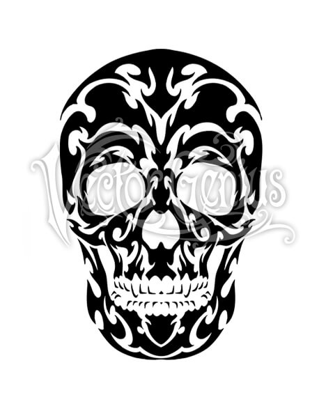 468x580 Tribal Skull Design Tattoo Flash Stock Art