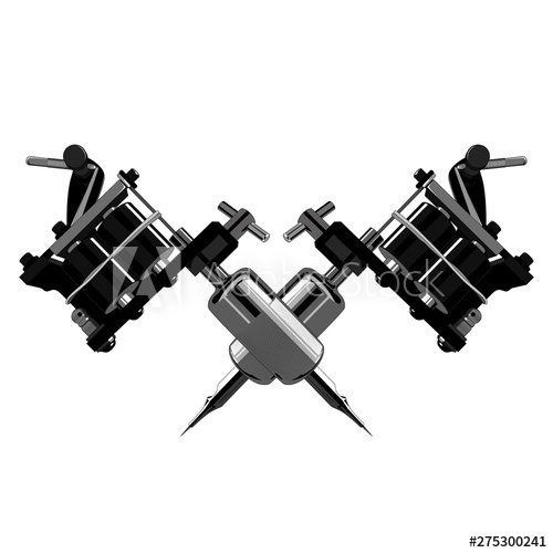 500x500 Vector Image Of Two Tattoo Machines Vector Image On White