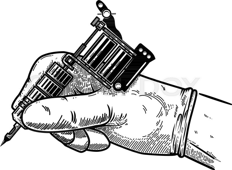 800x587 Hand With Tattoo Machine Design Stock Vector Colourbox
