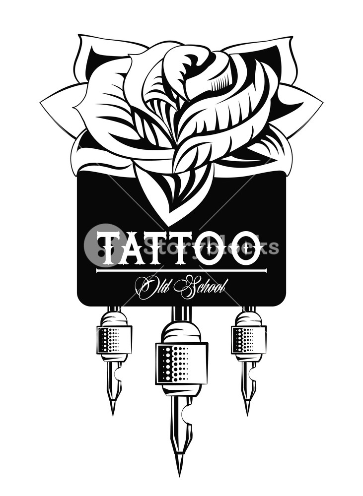 731x1000 Old School Tattoo Machine Drawing Design Vector Illustration