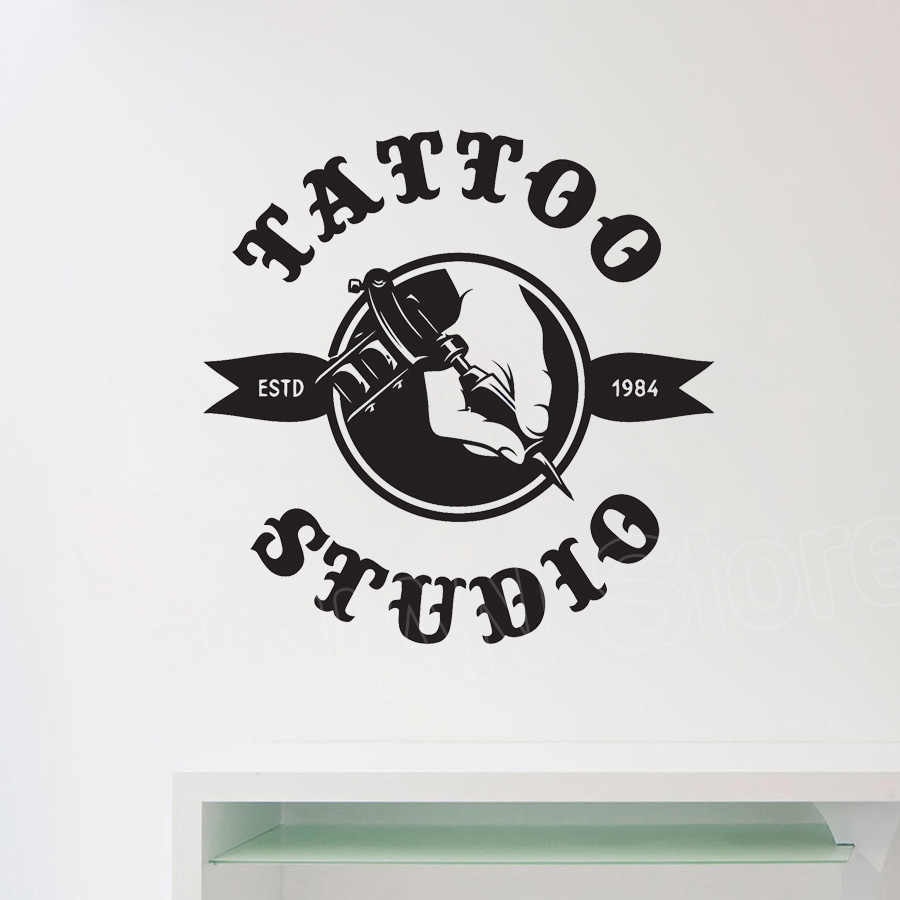 900x900 Tattoo Machine Tattoo Salon Logo Vinyl Decal Mural