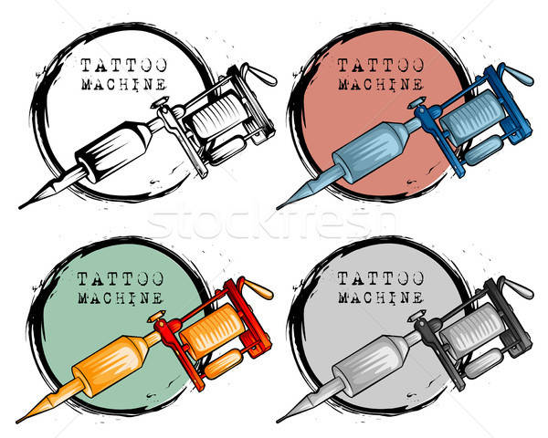600x480 Collection Of Different Style Tattoo Machine Vector Illustration