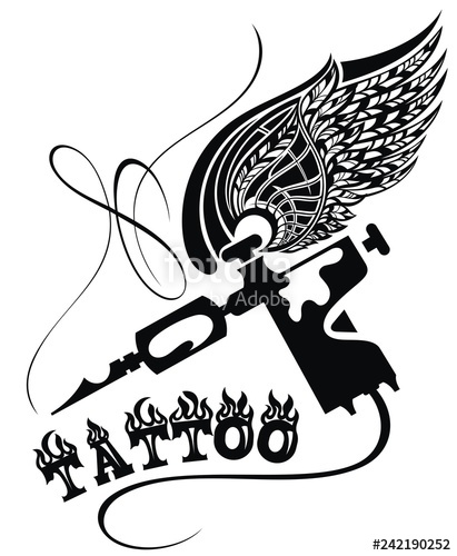 411x500 Tattoo Machine Tattoo Studio Emblem Stock Image And Royalty Free