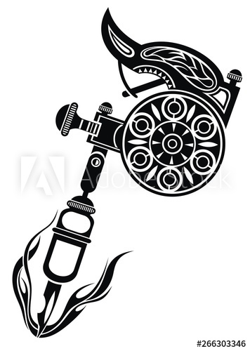 356x500 Tattoo Machine Vector Illustration On White Background