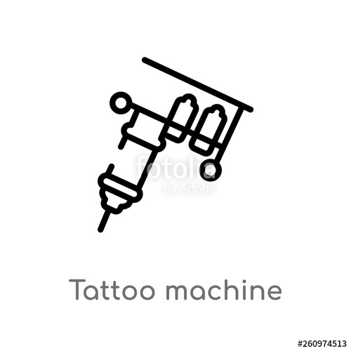 500x500 Outline Tattoo Machine Vector Icon Isolated Black Simple Line