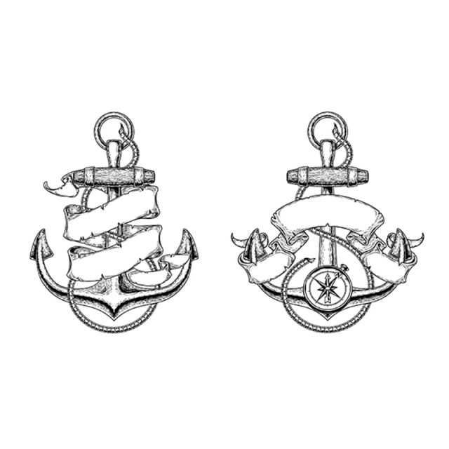 640x640 Vector Illustrations Of Nautical Anchors With Ribbon, Anchor