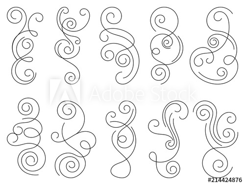500x378 Calligraphic Design Elements Thin Line Set Of Curls And Scrolls