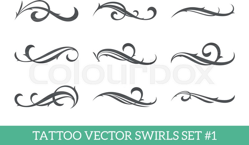 800x467 Set Of Nine Vector Tattoo Style Swirls Stock Vector Colourbox