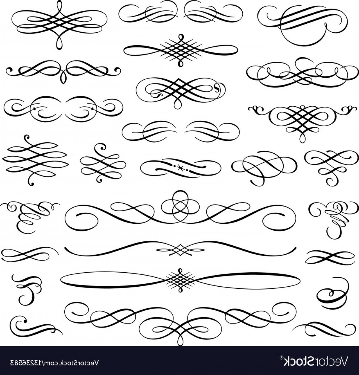 1200x1252 Vintage Calligraphic Design Elements Swirls Vector Soidergi