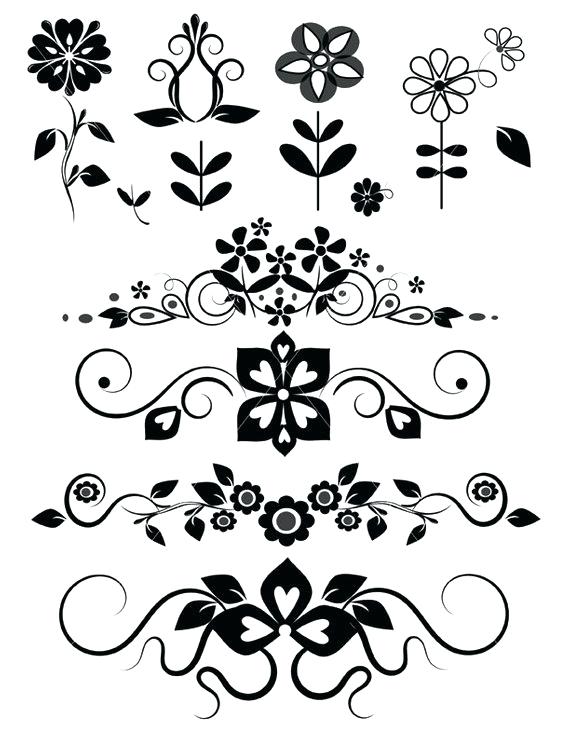 570x738 Vector Flowers And Swirls Png