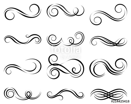 500x400 Black And Elegant Swirls Collection Set Of Curls And Scrolls