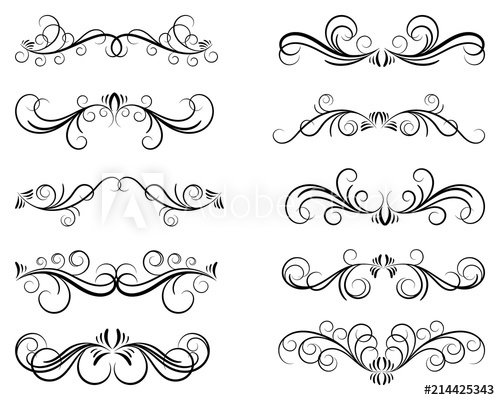 500x400 Calligraphic Design Elements Dividers And Borders Set Of Curls