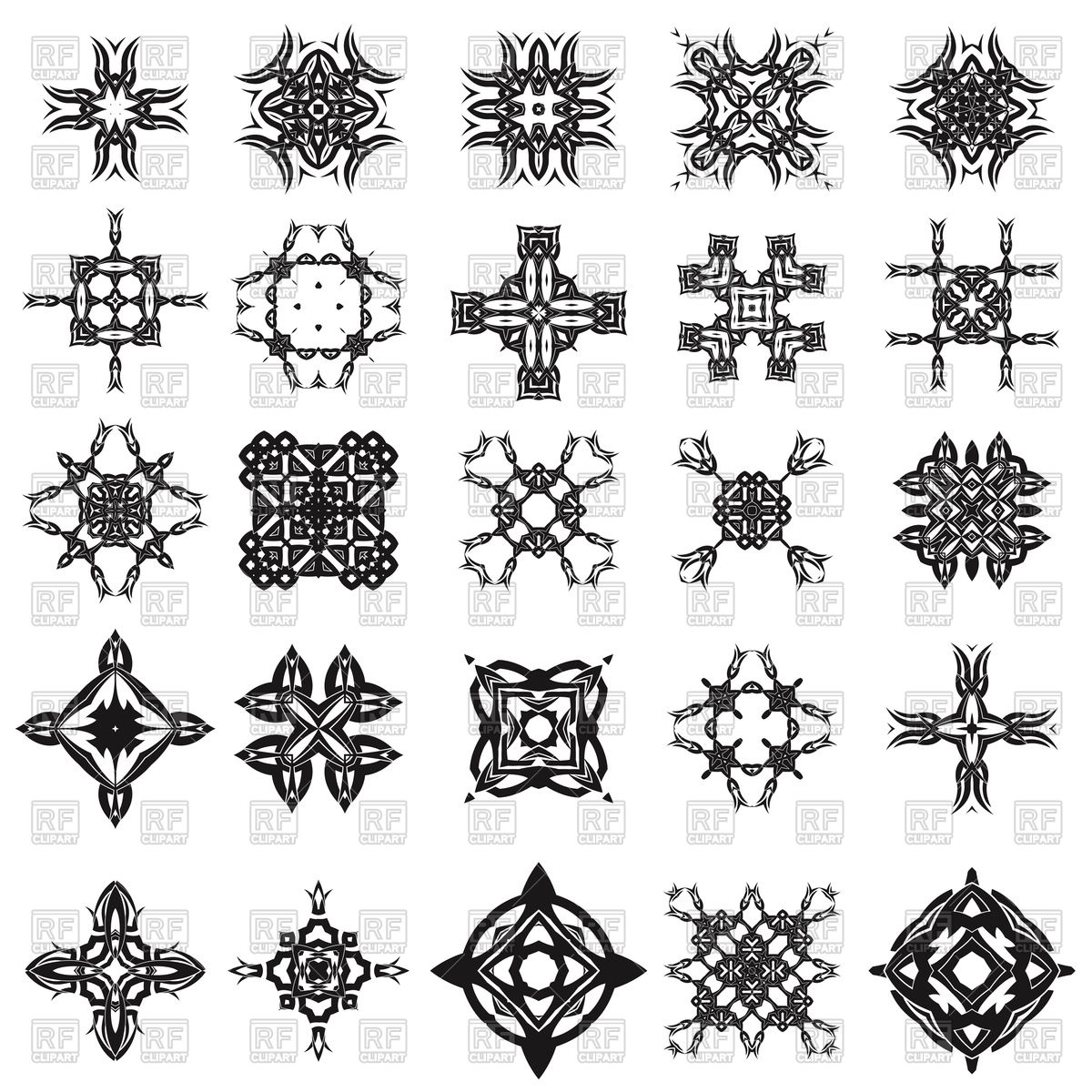 1200x1200 Set Of Different Tribal Rosettes Tattoo Vector Image Of Design