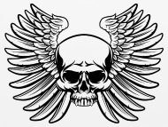 190x143 Shape Winged Skull Tattoo Vector Image Awesome Art Mouse Pad