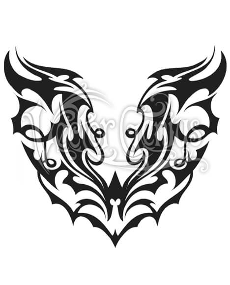 468x580 Tattoo Flash Tribal Bat Swirl Pattern