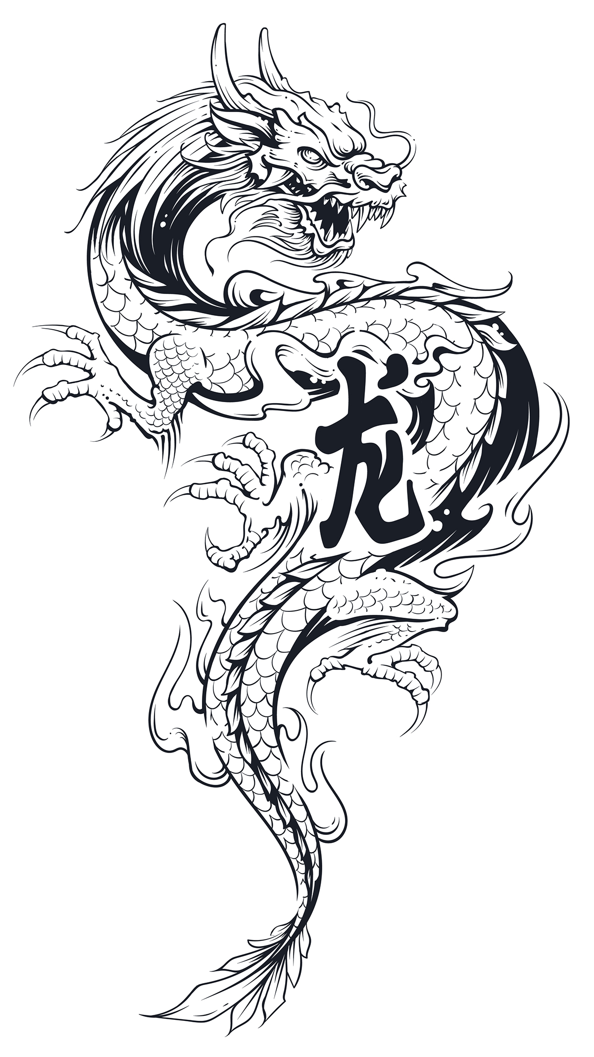 1200x2132 Vector Dragon Tattoo On Behance