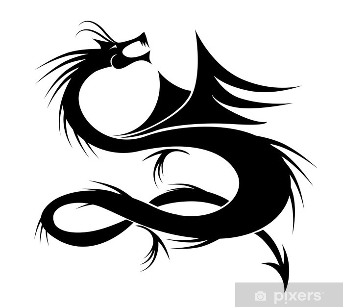 700x626 Dragon Tattoo Vector Illustration For Your Design Self Adhesive