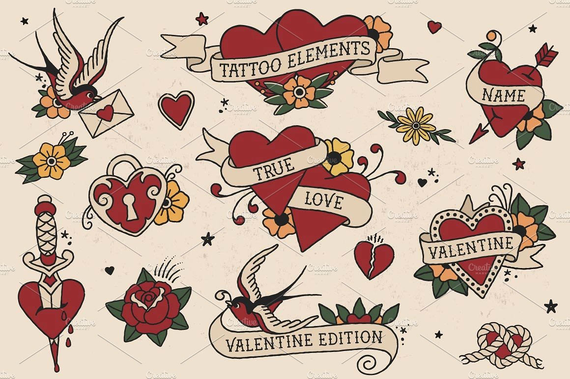 1160x772 Hand Drawn Tattoo Vector Elements For Premium Members