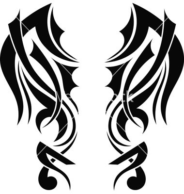 380x400 Graphic Design Tribal Tattoo Wings Vector Art