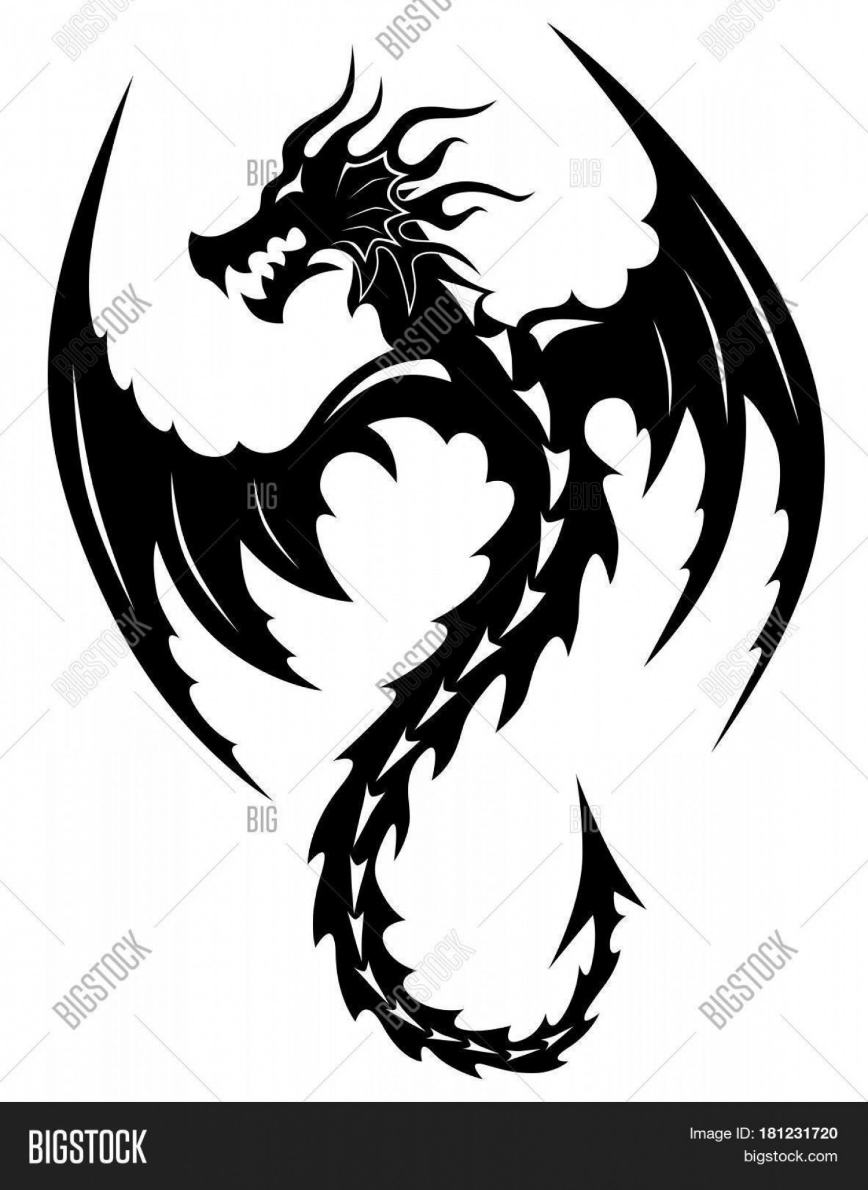 1701x2332 Tribal Dragon Vector Art Studiogrfx