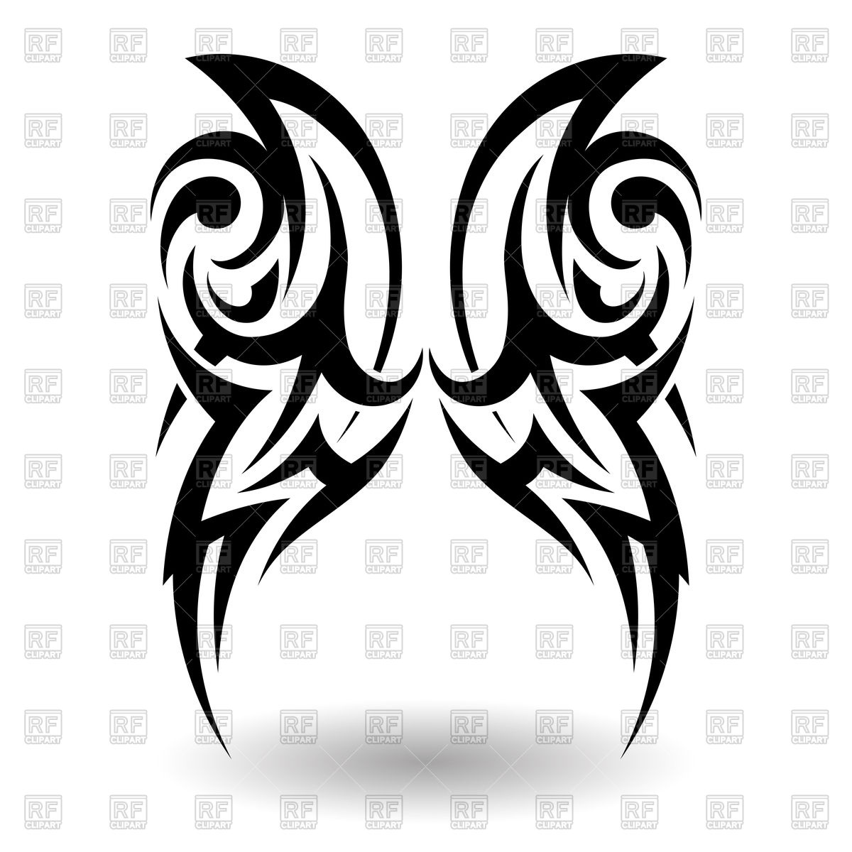 1200x1200 Hand Drawn Wings Tribal Tattoo Vector Image Of Design Elements