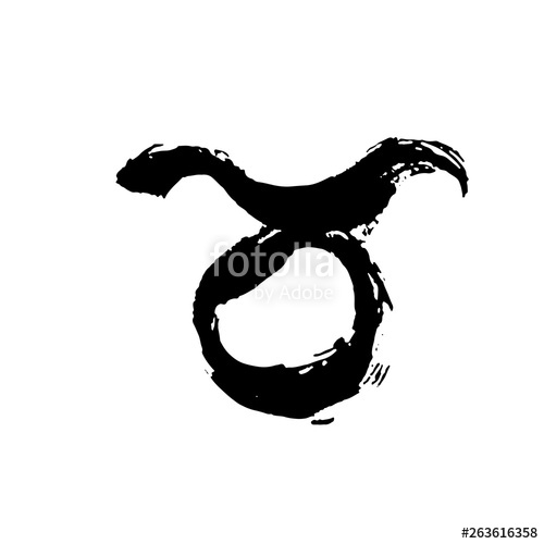 500x500 Zodiac Sign Taurus Vector Dry Brush Illustration Isolated