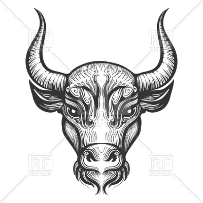 400x400 Bull Head Engraving Illustration Signs Of Zodiac Taurus Vector