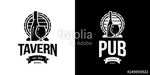 500x250 Modern Wine Vector Isolated Logo Sign For Pub, Tavern, Restaurant