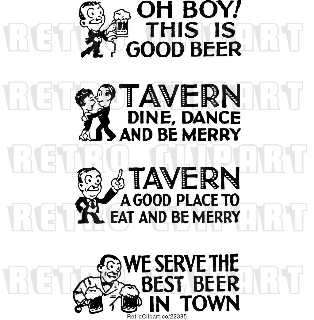 1024x1044 Vector Clip Art Of Retro People With Tavern And Bar Text
