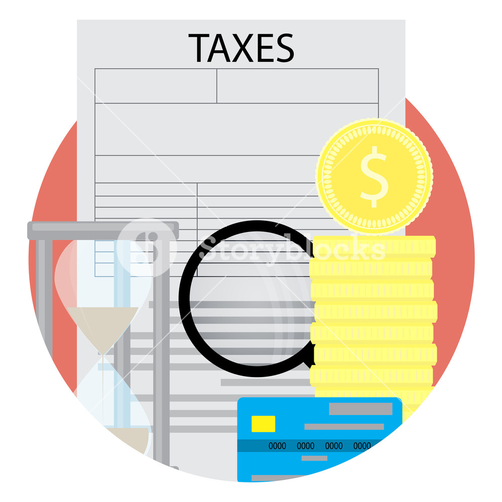1000x1000 Taxation Icon Vector Tax Form And Money Golden Coins And Credit
