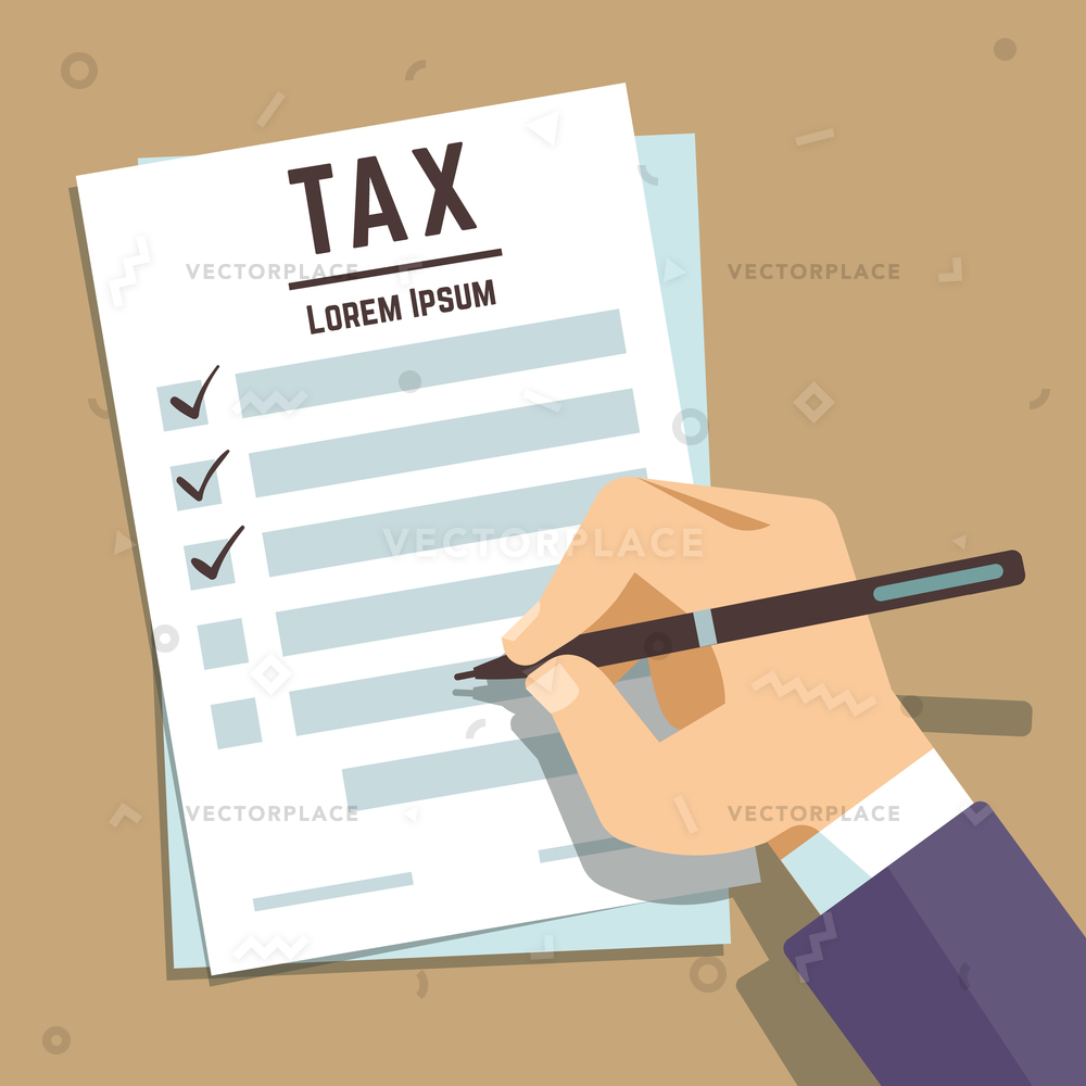 Man Hand Writing Tax Form Business Vector Illustration 1000x1000 Man Hand Writing Tax Form Business Vector Illustration