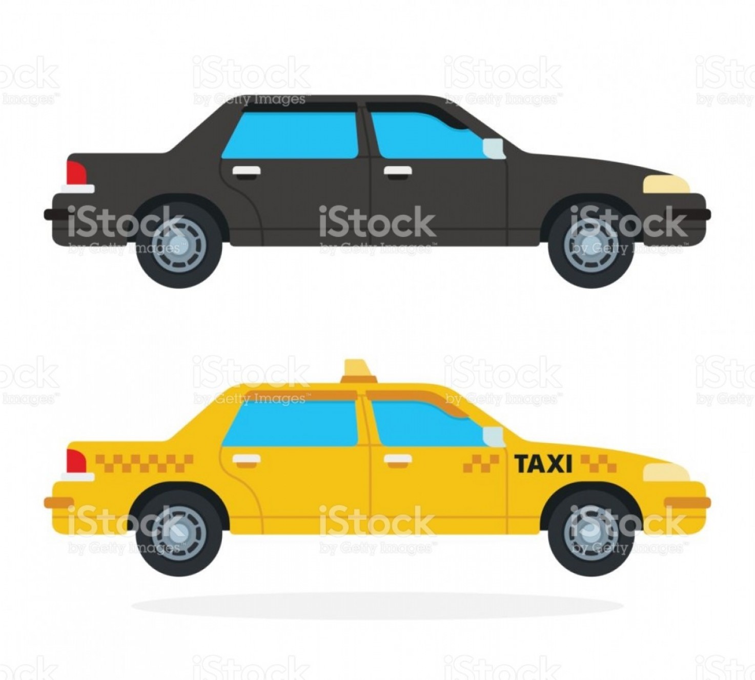 1473x1326 Luxury Black Car And Yellow Taxi Vector Flat Isolated Gm Soidergi