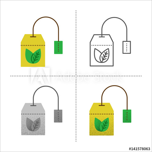 500x500 Set Of Tea Bag Vector Illustration In Different Styles Retro