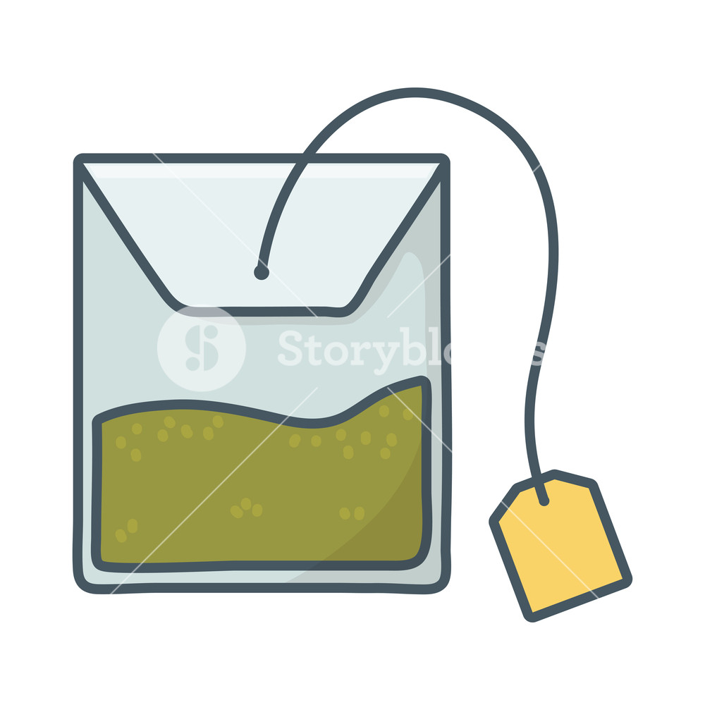 1000x1000 Tea Bag Cartoon Vector Illustration Graphic Design Royalty Free