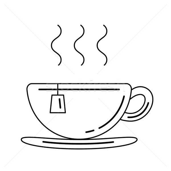 600x600 Cup With Tea Bag Vector Line Icon Vector Illustration Andrei