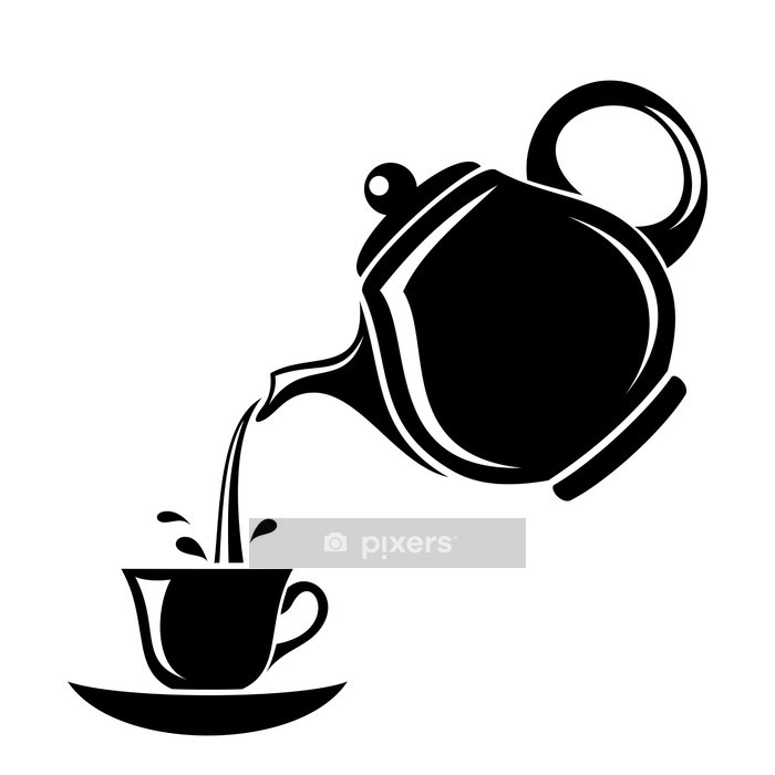 700x700 Black Silhouette Of Teapot And Cup Vector Illustration Wall