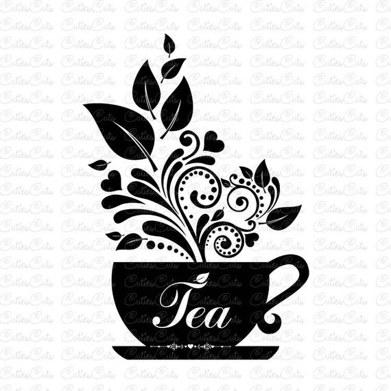 570x570 Tea Cup Dxf Png Vector Tea Clipart Cup Floral Etsy