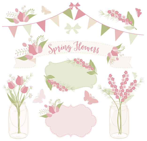626x602 Spring Flowers For Tea Party Vector Premium Download