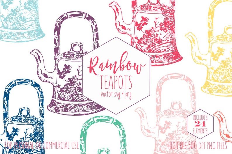 794x529 Teapot Clipart For Commercial Use Planner Clip Art Vintage Tea Etsy