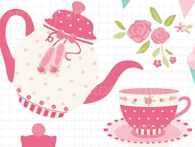 640x482 Tea Party Clipart Group With Items