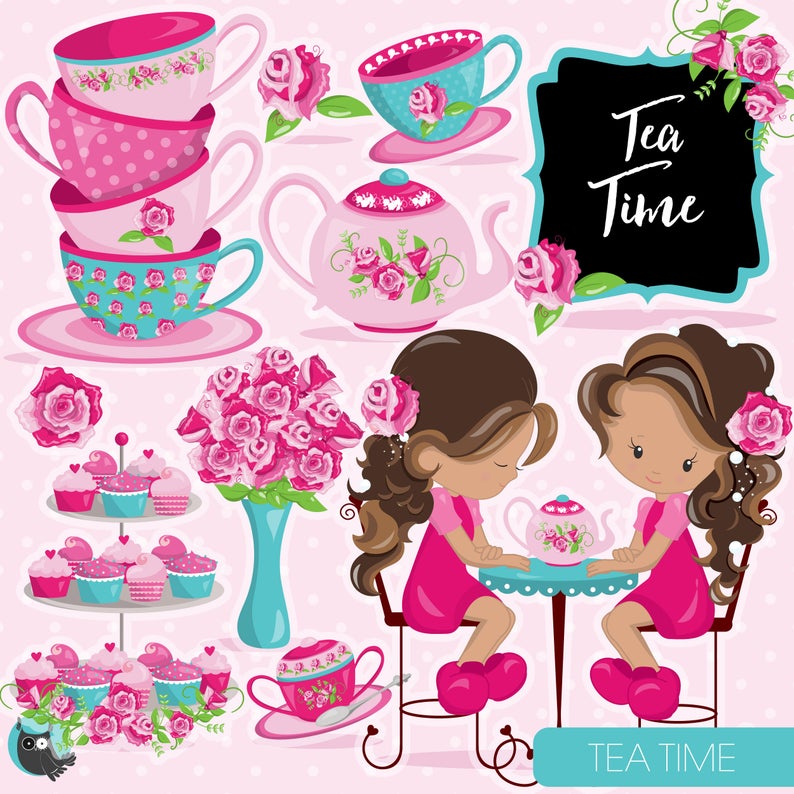 794x794 Tea Time Clipart Commercial Use Tea Party Vector Etsy