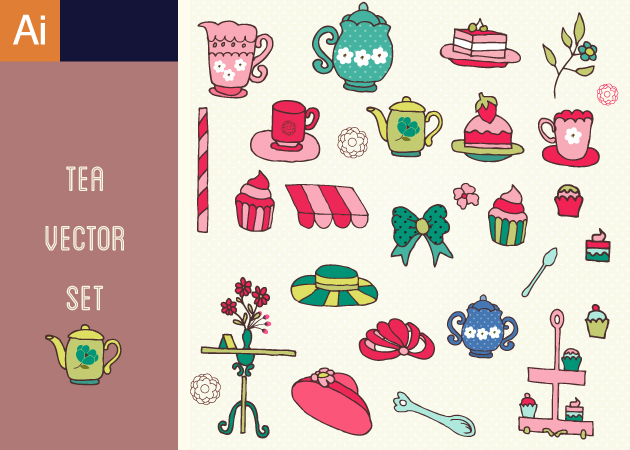 630x450 Tea Party Vector Set