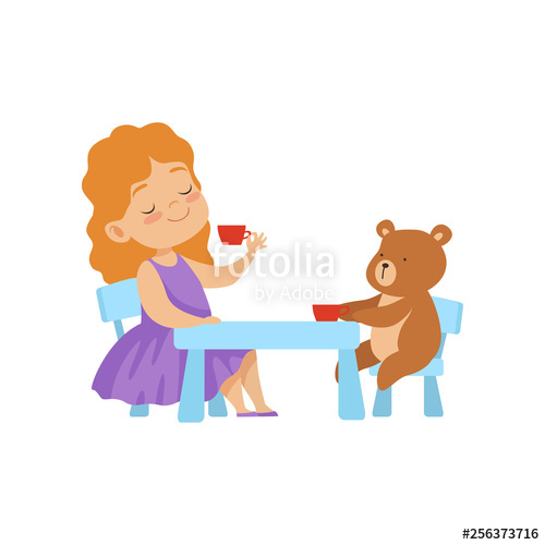 500x500 Cute Little Girl Playing With Her Teddy Bear