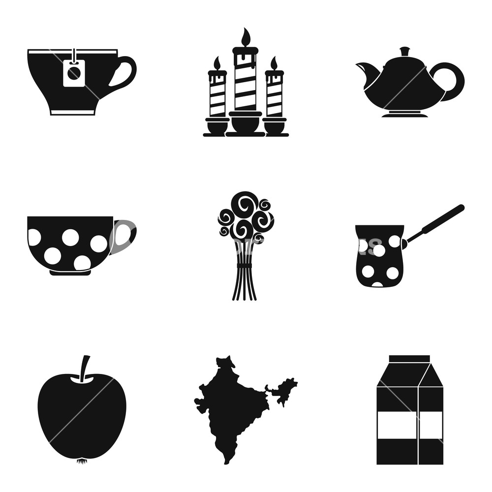 1000x1000 Tea Party Icons Set Simple Set Of Tea Party Vector Icons