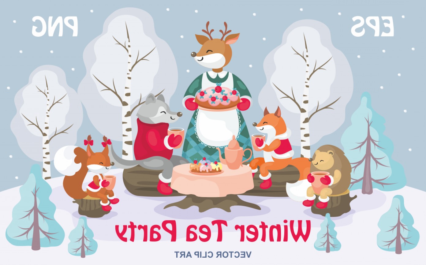 1392x866 Winter Tea Party Vector Clip Art Geekchicpro