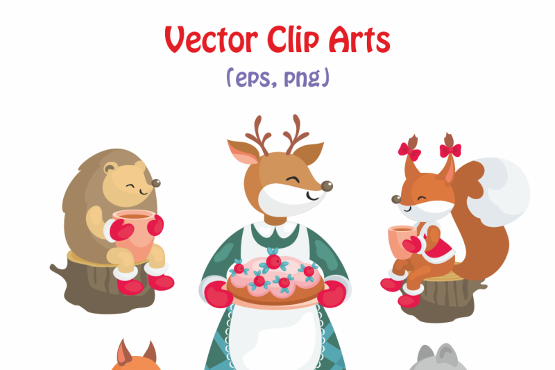 800x533 Winter Tea Party Vector Clip Art