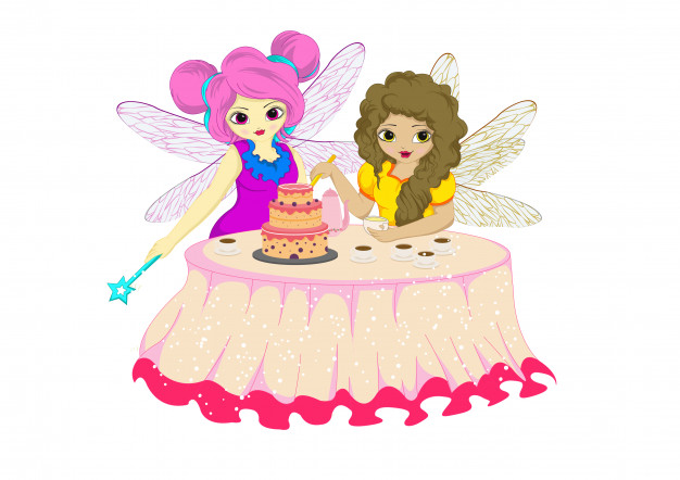 626x442 Cute Fairy Princess Girl Tea Party Vector Premium Download